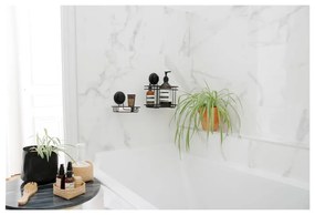 Čierna samodržiaca nástenná kúpeľňová polička Compactor Bestlock Black All Purpose Holder, 30 x 20,5 cm