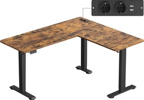 Rohový výškově nastavitelný pracovní stůl Vasagle Grey 160 cm hnědý/černý