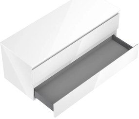 Mexen Orio, kúpeľňová skrinka 120 cm s hornou časťou, 2 zásuvky, biela lesklá, 91A10-12047-2-BFFC00