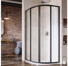Ravak 3114O302Z1 - Sprchový kút štvordielny štvrťkruhový SUPERNOVA 80x80 cm čierny
