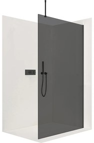 CERANO - Sprchová zástena Walk-in Onyx Top L/P - guľatá vzpera - čierna matná, grafitové sklo - 140x200 cm, CER-CER-8050BD1677