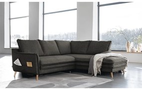 Tmavosivá rozkladacia rohová pohovka (pravý roh) Charming Charlie – Miuform