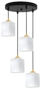 Závesné svietidlo Riffle Square, 4x biele sklenené tienidlo, b/g, o