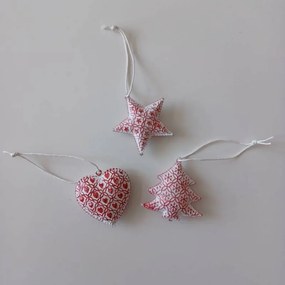 DECOLED Sada kovových vianočných závesných ozdôb s patinou, ozdoby, stromček, srdce, hviezda