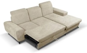 Rozkladacia rohová čalúnená sedacia súprava s úložným priestorom v tvare L ALTA pravá béžová