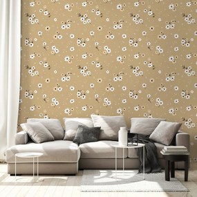 Tapeta kvetinové pole na béžovom pozadí