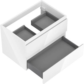 Mexen Orio, kúpeľňová skrinka 70 cm, 2 zásuvky, biela lesklá, 91A10-07047-2-BFF00