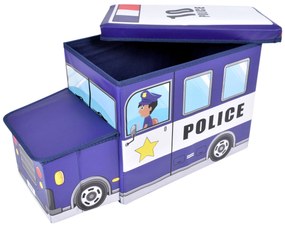 Modré policajné auto krabica na hračky