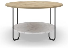 Okrúhly konferenčný stolík s doskou v dubovom dekore v prírodnej farbe ø 80 cm Tonka – Marckeric