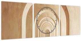 Obraz - Béžový priechod (s hodinami) (90x30 cm)