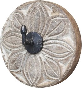 Hnedo-béžový háčik z recyklovaného dreva Grimaud - Ø 14*5,5 cm