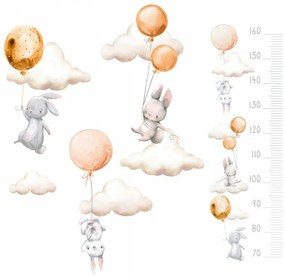 Vulpi Samolepky do detskej izby Oranžoví zajačikovia na balónoch 100x50 + meter