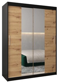 Šatníková skriňa 150 cm Toki 1 (Čierna matná + Dub artisan). Akcia -63%. Vlastná spoľahlivá doprava až k Vám domov. 1064907
