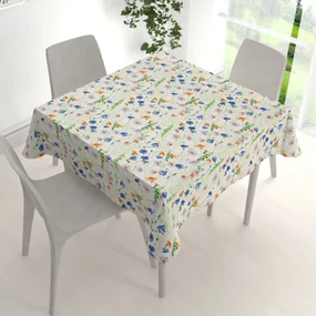 Biante Bavlnený štvorcový obrus Sandra SA-601 Margaréty a zvončeky na bielom 70x70 cm