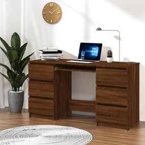 Písací stôl hnedý dub 140x50x77 cm spracované drevo