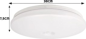 ECOLIGHT LED stropné svietidlo 24W IP44 PIR neutrálna biela