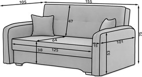 Ružová ženilková rozkladacia/s úložným priestorom pohovka 155 cm Laine – ELTAP