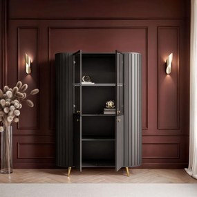 VITRÍNA LANDRY 3 ČIERNA LED 112 x 153 cm