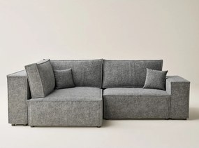 Sivá ženilková rozkladacia/s úložným priestorom rohová pohovka (ľavý roh/do L) Tonga – Maison de Rêve