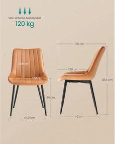 Súprava 2 kuchynských stoličiek, zamatové stoličky, karamelová farba