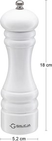 Mlynček na soľ a korenie Pedro 18 cm - biela