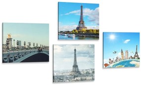 Set obrazov výhľad na Eiffelovu vežu v Paríži - 4x 40x40