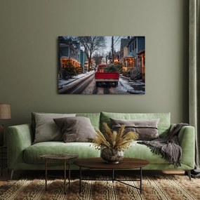 Obraz vianočná cesta v červenom aute