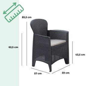 I.P.A.E-Progarden Záhradný set AKITA, 3-dielny, antracitová
