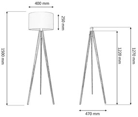 Stojacia lampa HELEN 1xE27/15W/230V krémová/zlatá/dub