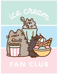 Coral fleece deka mačička Pusheen - motív Ice Cream Fan Club - 130 × 170 cm