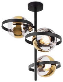 Light Home Stropné svietidlo Asturia Ring, 3x zlaté/transparentné sklenené tienidlo, B/G