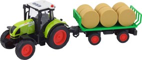 LEAN Toys Poľnohospodársky traktor Poľnohospodársky príves Balíky sena Zelená 1:16
