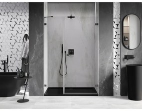 Mexen Lunar-B, výklopné sprchové dvere pravé 150 cm, 8mm číre sklo, brúsený grafit profil, 832S-150-050-66-00-P