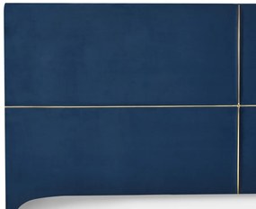 Zamatová posteľ s úložným priestorom 160 x 200 cm modrá VERNOYES Beliani