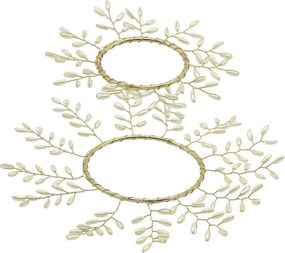 2ks luxusný dekoračný venček s perličkami na sviečku Glaze Forest - 18cm/11cm