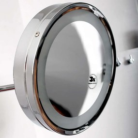 STEINBERG 650 nástenné kozmetické zväčšovacie zrkadlo s LED osvetlením (3-násobné zväčšenie), priemer 248 mm, chróm, 6509020