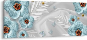 Obraz - 3D modré kvety (120x50 cm)