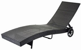 Lehátko HWC-D80, polyratan - antracit, béžový vankúš