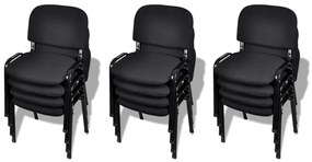 Stohovateľné kancelárske stoličky, 12 ks, látkové, čierne 274427