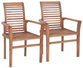 Stohovateľné jedálenské stoličky 2 ks, tíkový masív