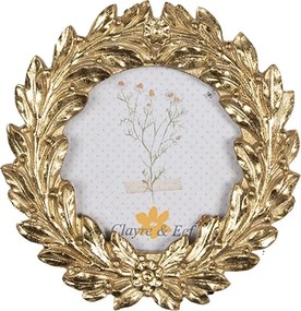 Zlatý antik okrúhly fotorámik v barokovom štýle - Ø 8 cm