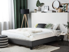 Sivá čalúnená posteľ 160 x 200 cm ROANNE Beliani