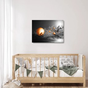 Sklenený obraz oranžových abstraktných gulí (70x50 cm)