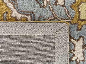 Vlnený koberec 200 x 200 cm žltá/modrá MUCUR Beliani