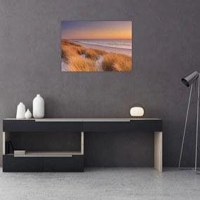 Sklenený obraz - Pláž pri západe slnka (70x50 cm)