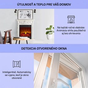 Klarstein Etna Pozzolana, elektrický krb, 1800 W, týždenný časovač, diaľkové ovládanie, biely