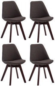 Stolička Borne V2 látka (SET 4 ks), drevené nohy orech - Tmavo sivá
