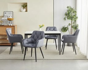 Jedálenská stolička JORK zamatová, tmavosivá (čierne nohy)