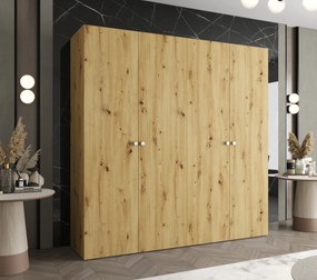 Šatníková skriňa 200 cm Parna 1 (dub artisan + strieborná). Akcia -19%. Vlastná spoľahlivá doprava až k Vám domov. 1125878