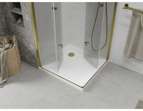 Mexen Lima Duo, sprchový kút 80 (dvere) x 80 (dvere) cm, 6mm číre sklo, zlatý profil + sprchová vanička, 856-080-080-50-02-4010G